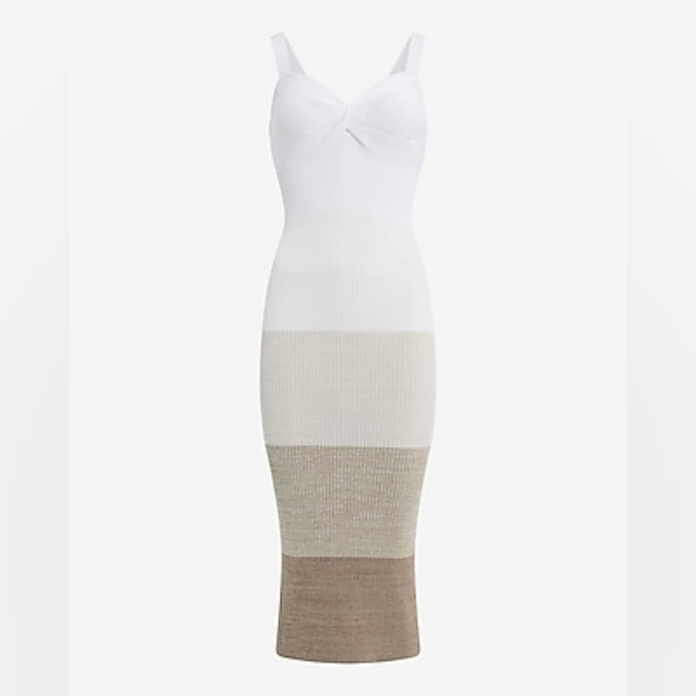 Express White Ribbed Midi Dress - Picture 5 of 10